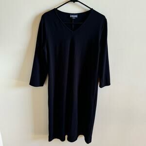Lands' End Women's M 10-12 Black T Shirt Dress Casual Lagenlook Minimalist Basic